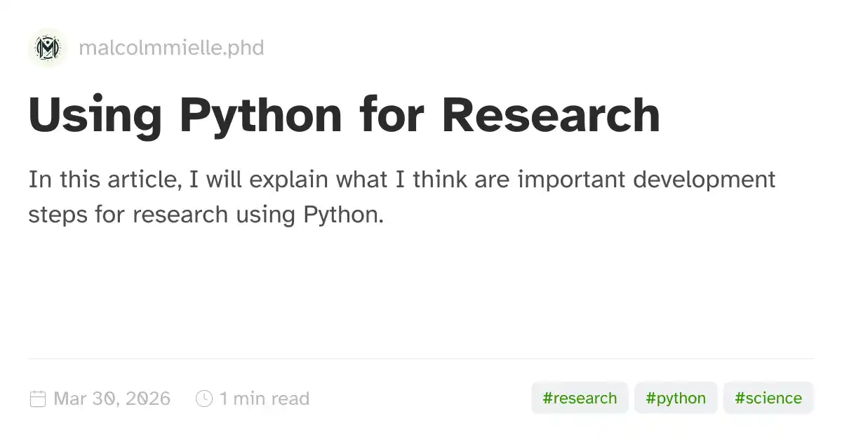 Using Python for Research