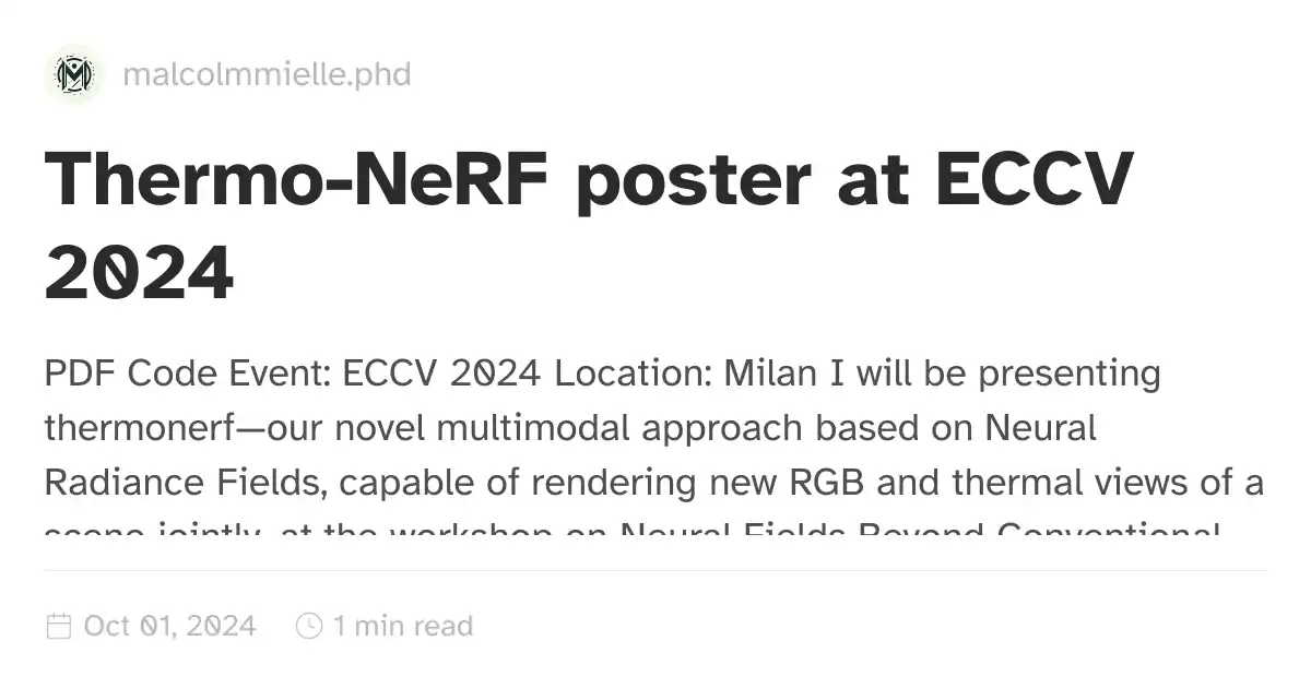 2024-10-01 Thermo-NeRF poster at ECCV 2024